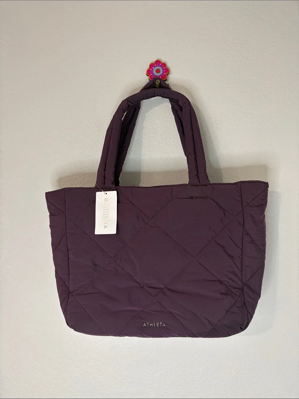 Athleta All About Quilted Tote Bag NWT Purple